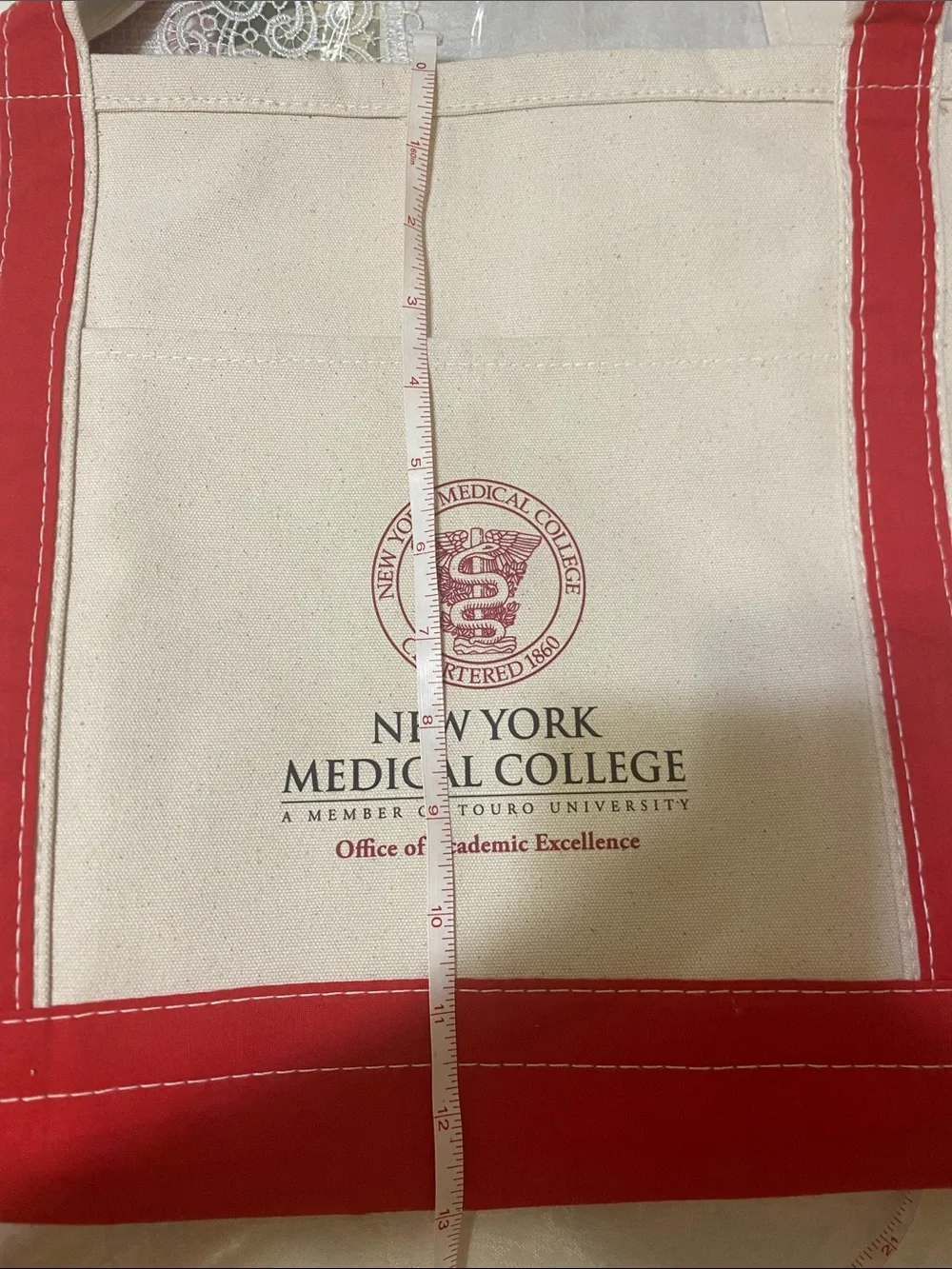 Canvas Tote Bag in Cream and Red unisex open to Offers New